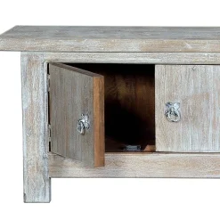 Online Wohnen White Wash TV Lowboard - Shabby Chic - Catlony