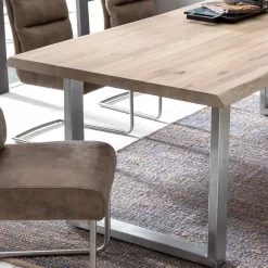 Hot Wohnen White Wash Wildeiche Tisch mit Baumkante - Botanios