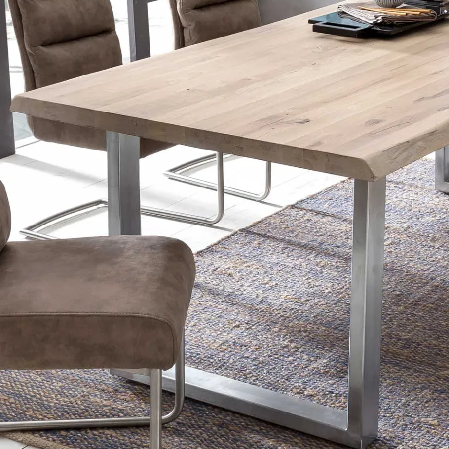 Hot Wohnen White Wash Wildeiche Tisch mit Baumkante - Botanios