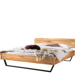 Hot Wohnen Wildbuche Bett mit Metallkufen in Anthrazit - Plestna