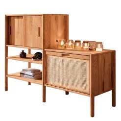 Discount Wohnen Wildbuche Holzregal mit Schiebetüren - Indrya