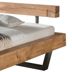 Best Wohnen Wildeiche Balkenbett in Schwebeoptik Iloventa mit Metallkufen Industrial