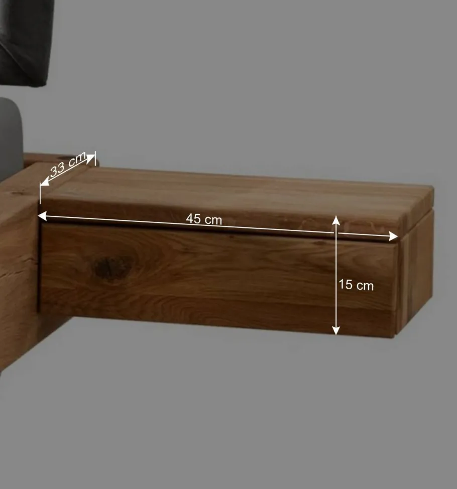 New Wohnen Wildeiche Balkenbett mit Leder-Kopfteil - Abrahams