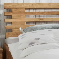 Outlet Wohnen Wildeiche Bett & Nachtkonsolen - Esvilda II (dreiteilig)