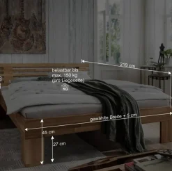 Outlet Wohnen Wildeiche Bett & Nachtkonsolen - Esvilda II (dreiteilig)