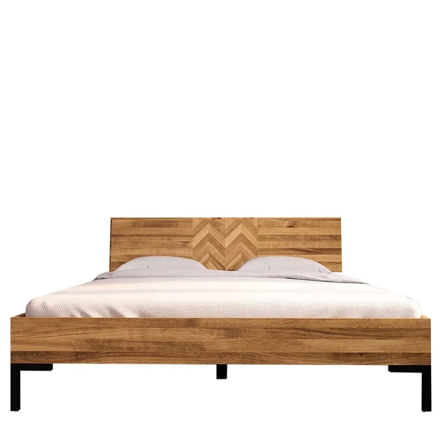 Clearance Wohnen Wildeiche Bett mit Fischgrät Design Kopfteil - Kerfa
