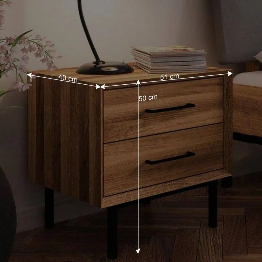 Clearance Wohnen Wildeiche Bett mit Fischgrät Design Kopfteil - Kerfa
