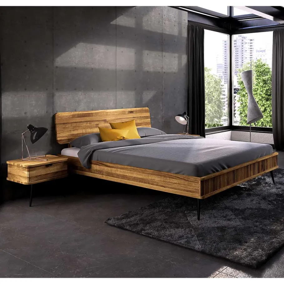 Sale Wohnen Wildeiche Bett mit Holzkopfteil - Casarius