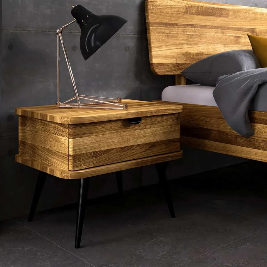 Sale Wohnen Wildeiche Bett mit Holzkopfteil - Casarius