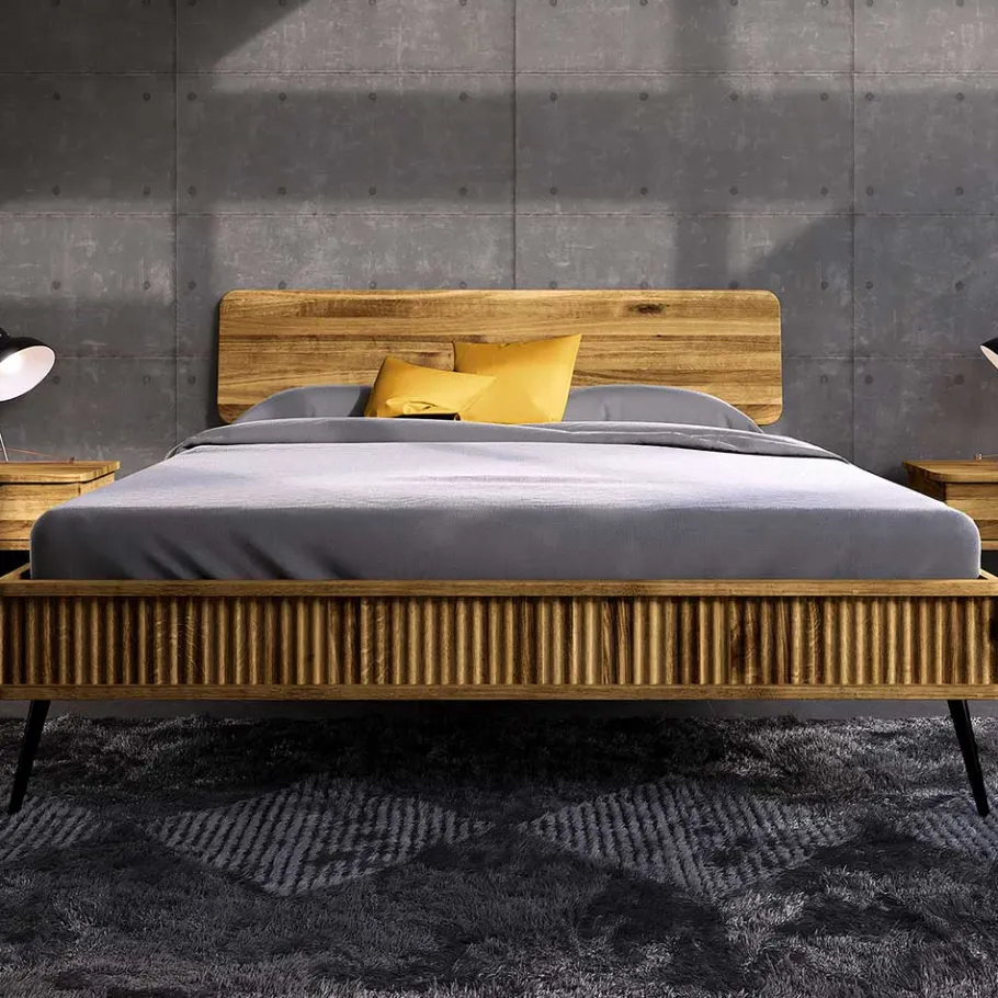 Sale Wohnen Wildeiche Bett mit Holzkopfteil - Casarius