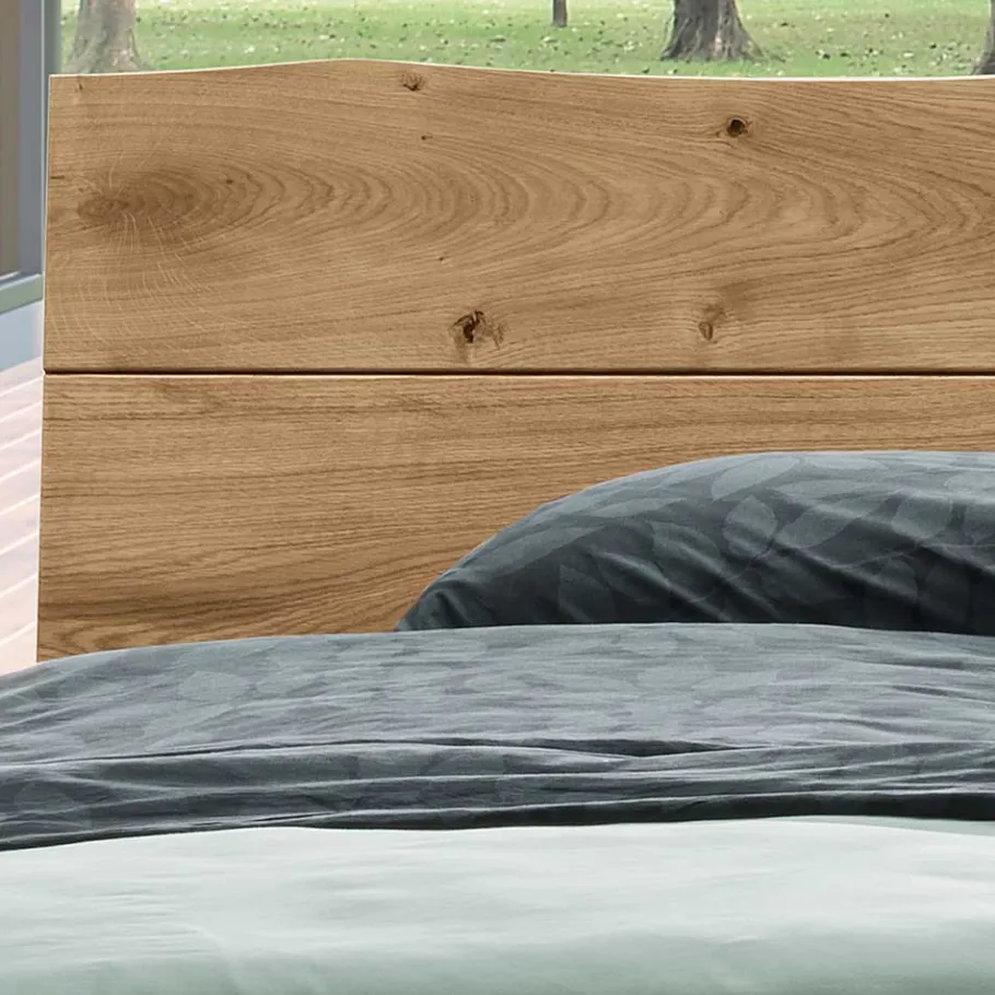 Outlet Wohnen Wildeiche Bett mit Kufen & Nachttische - Yunves (dreiteilig)