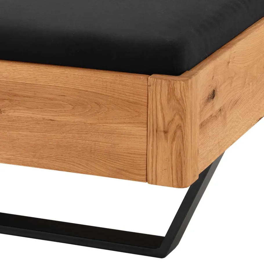 Best Wohnen Wildeiche Bett mit Metallkufen in Schwarzgrau - Tomya