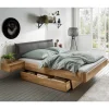 Wohnen Wildeiche Bett mit Schubkasten Set - Zennian (dreiteilig)