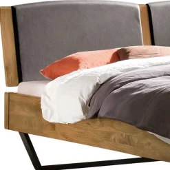 Online Wohnen Wildeiche Bett mit Stahlkufen Anthrazit - Sazilo