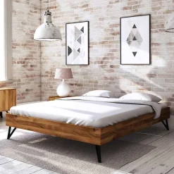 Clearance Wohnen Wildeiche Bett ohne Kopfteil 210cm lang - Mandirov