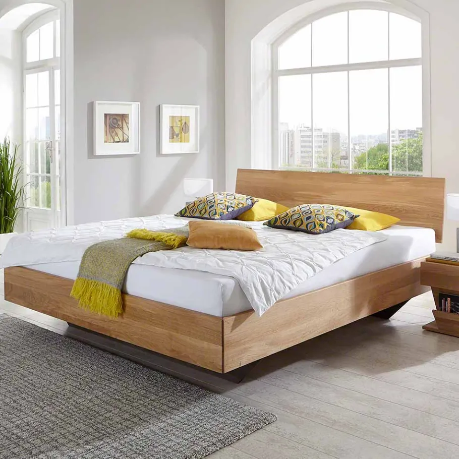 Discount Wohnen Wildeiche Bett Siao mit Kufengestell dunkel