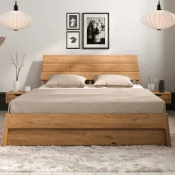 Outlet Wohnen Wildeiche Bettgestell mit Holzkopfteil - Lugos