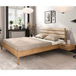 Outlet Wohnen Wildeiche Designbett mit Nachtkonsolen - Dominus (dreiteilig)