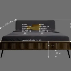 Wohnen Wildeiche Designerbett mit Polsterkopfteil - Casarius