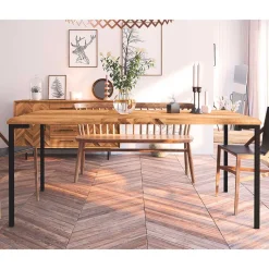 Wohnen Wildeiche Designtisch mit Fischgrät Muster - Kerfa