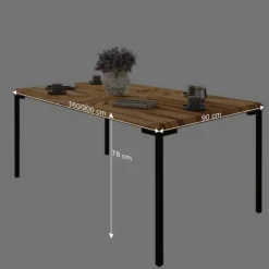 Wohnen Wildeiche Designtisch mit Fischgrät Muster - Kerfa