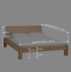 Clearance Wohnen Wildeiche Doppelbett Amando in Honigfarben geölt