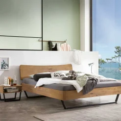 Hot Wohnen Wildeiche Doppelbett im Industrial Design - Eleenia