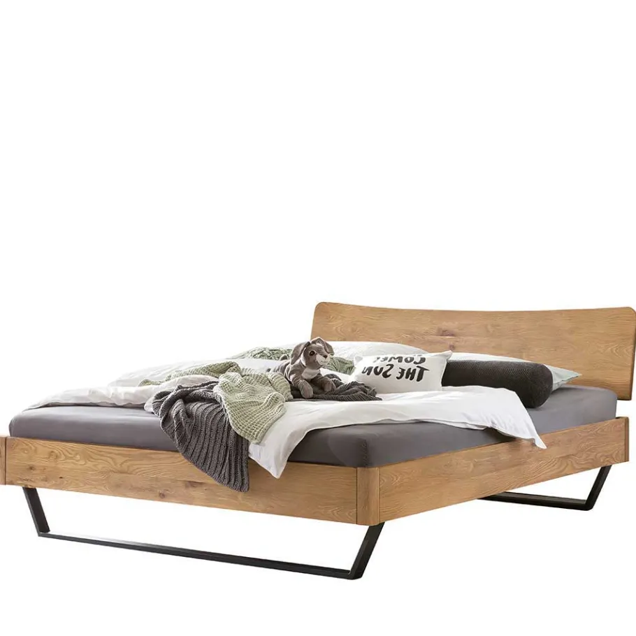Hot Wohnen Wildeiche Doppelbett im Industrial Design - Eleenia