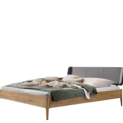 Hot Wohnen Wildeiche Doppelbett mit Kunstleder Kopfteil - Lucyanco