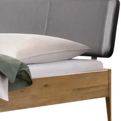 Hot Wohnen Wildeiche Doppelbett mit Kunstleder Kopfteil - Lucyanco