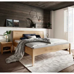 Outlet Wohnen Wildeiche Doppelbett mit Holzkopfteil - Adeira