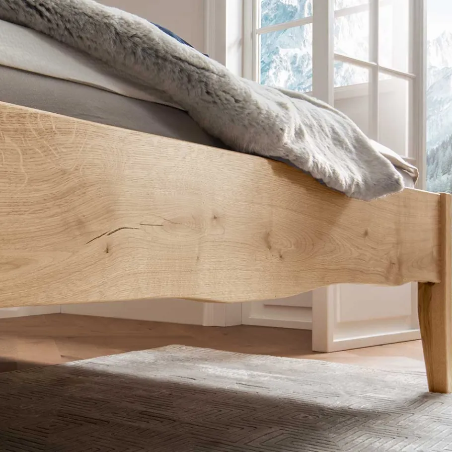 Outlet Wohnen Wildeiche Doppelbett mit Holzkopfteil - Adeira