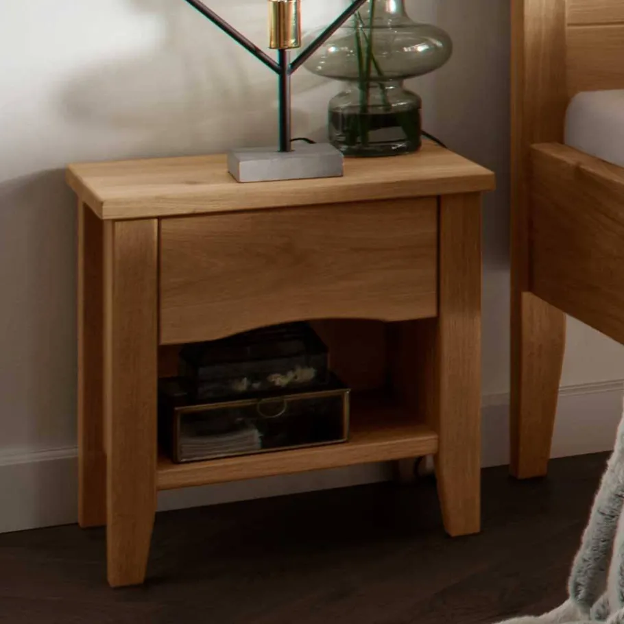 Outlet Wohnen Wildeiche Doppelbett mit Holzkopfteil - Adeira