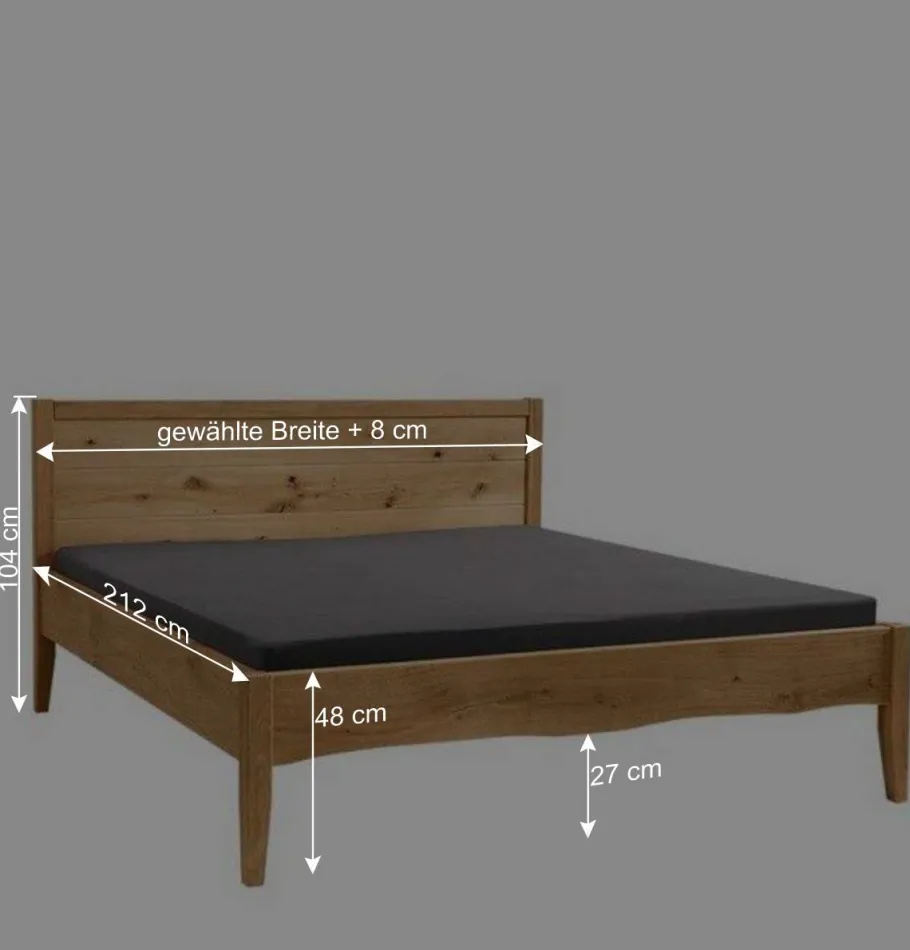Outlet Wohnen Wildeiche Doppelbett mit Holzkopfteil - Adeira