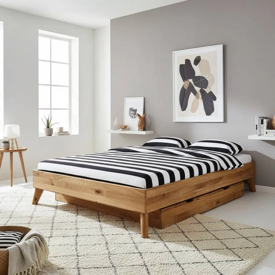New Wohnen Wildeiche Einzelbett für Dachschrägen - Eavy V