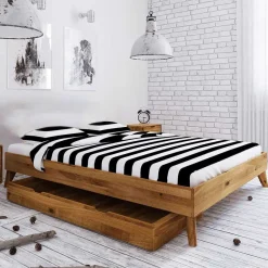 New Wohnen Wildeiche Einzelbett für Dachschrägen - Eavy V