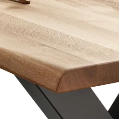 Outlet Wohnen Wildeiche Esstisch mit X-Beinen aus Stahl - Irysma