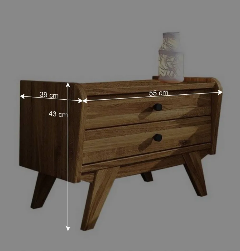 Wohnen Wildeiche Holz Bett mit Überlänge 220 cm - Hardus (dreiteilig)