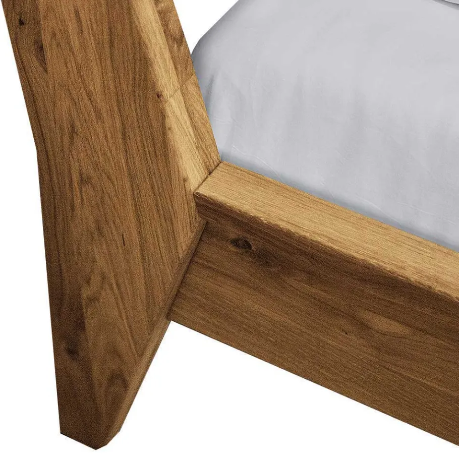 Wohnen Wildeiche Holz Bett mit Überlänge 220 cm - Hardus (dreiteilig)