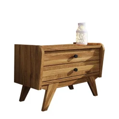Wohnen Wildeiche Holz Bett mit Überlänge 220 cm - Hardus (dreiteilig)