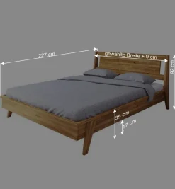 Wohnen Wildeiche Holz Bett mit Überlänge 220 cm - Hardus (dreiteilig)