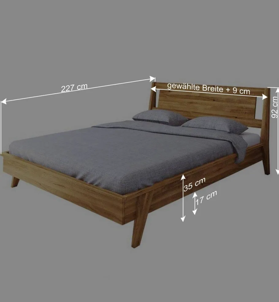 Wohnen Wildeiche Holz Bett mit Überlänge 220 cm - Hardus (dreiteilig)