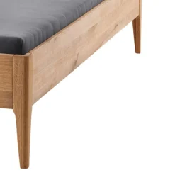 Discount Wohnen Wildeiche Holzbett mit Cord-Kopfteil - Babahira