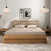 Best Wohnen Wildeiche Holzbett mit Polsterkopfteil in Beige - Favorite
