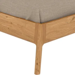 Best Wohnen Wildeiche Holzbett mit Polsterkopfteil in Beige - Favorite