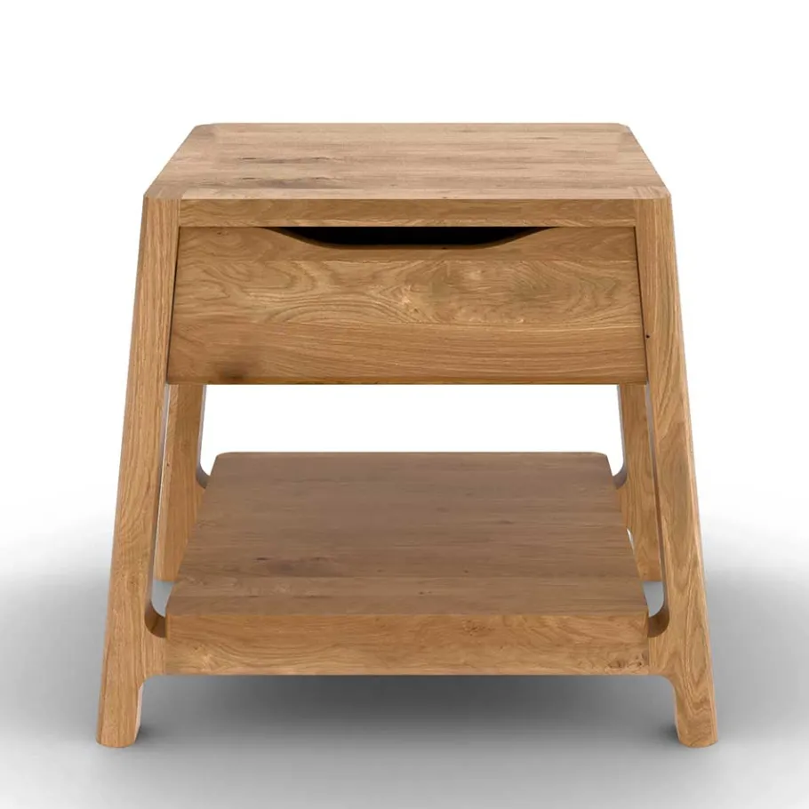 Best Wohnen Wildeiche Holzbett mit Polsterkopfteil in Beige - Favorite