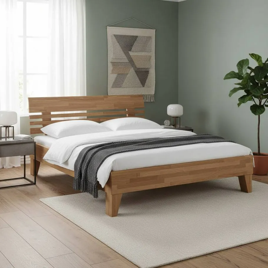 Best Wohnen Wildeiche Holzbett Verinaros in Honigfarben geölt