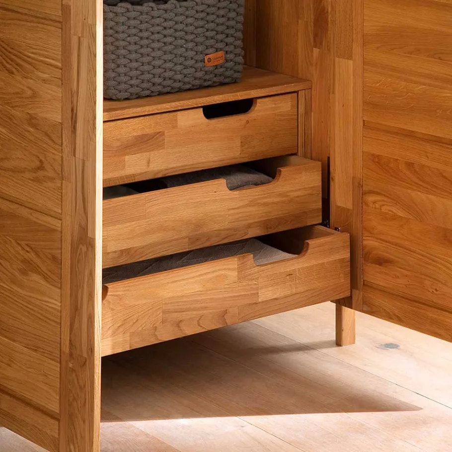 Outlet Wohnen Wildeiche Kleiderschrank mit Ausstattung - Memba I
