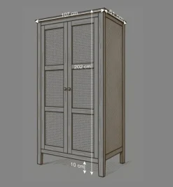 Online Wohnen Wildeiche Kleiderschrank mit Wiener Geflecht - Ambrosso