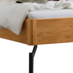 Outlet Wohnen Wildeiche Massivholzbett mit Kunstleder - Addu